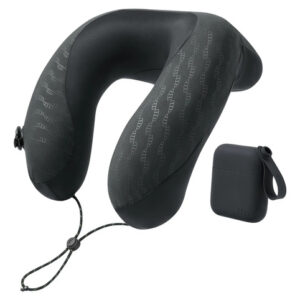 Almohada De Cuello De Viaje Inflable 360 Negra Y Portátil Negro Diseño De La Tela