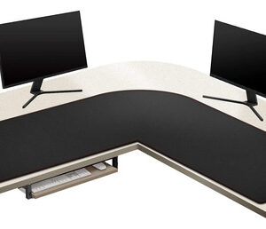 Alfombrilla De Escritorio En L Grande 140x40cm Cuero Negro Color Diseño Impreso