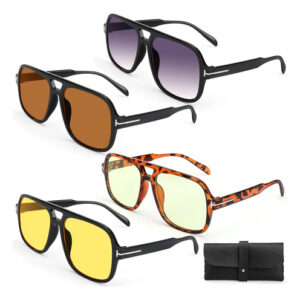 Gafas De Sol Vintage Unisex 4 Pcs Protección Uv400 Multicolo Diseño Multicolor Azul/naranja/negro Color Del Armazón Color De La Varilla