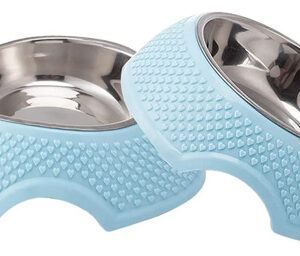 Cuencos Antideslizantes De Acero Inoxidable Para Gatos Y Per Azul/azul