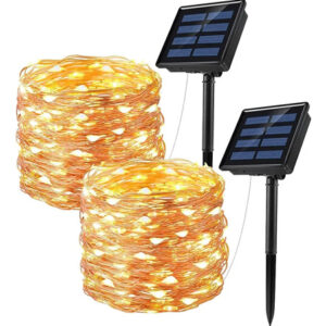 Cadena De Luces Solares 100 Leds 10m 8 Modos Impermeable 2 P Color De Las Luces