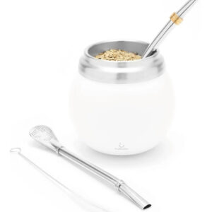Kit De Yerba Mate Con Tazas Y Bombillas Acero Inoxidable Bla
