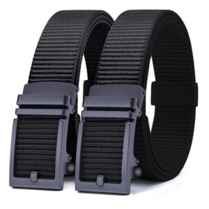 Cinturones De Nylon Para Hombre Paquete De 2 Ajuste Fácil 12 Negro Y Negro Diseño De La Tela 125cm