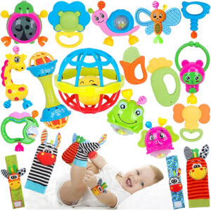 Juguetes Para Bebé 19 Piezas Sonajas Mordedores Y Muñequeras Colorido-19 Pcs Diseño