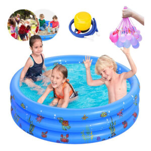 Alberca Inflable Para Niños 150cm Pvc Azul Con Bomba Y Globo Azul 150*35