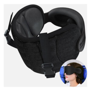 Almohada De Viaje Sarisun Con Soporte 360° Y Máscara Negro Solido