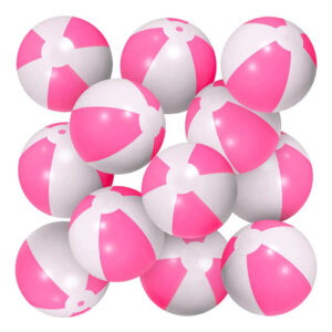 Pelotas De Playa Inflables Rosas Y Blancas 12 Unidades M Rosa Y Blanco Nombre Del Diseño
