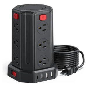 Torre Regleta Multicontacto 3.04m 12 Enchufes 4 Usb Negro Color