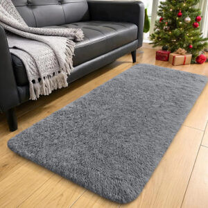 Alfombra Lavable Gris Claro 61 X 122 Cm Suave Y Esponjosa 0 Cm Gris Claro