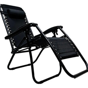 Silla Reclinable Plegable Portátil Negra Para Playa Y Jardín Negro
