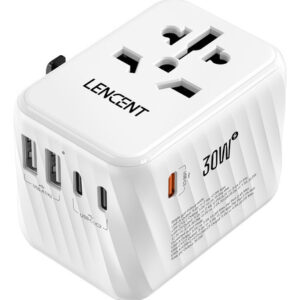 Lencent Adaptador Universal De Viaje, 30w Internacional Europeo Enchufe De Corriente Con 5 Usb (3 Cargador Tipo C), Travel Essentials Para Europea, Reino Unidos, Americano, Argentina