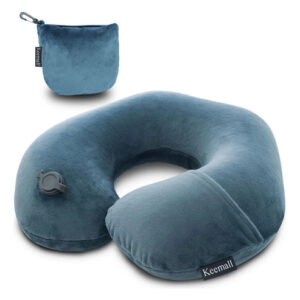 Almohada De Viaje Inflable Ajustable Con Funda Lavable Gris Deep Grey Diseño De La Tela