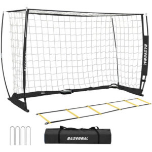 Portería De Fútbol 60x180 Cm Con Red Y 6 Conos De Entrenamie Negro