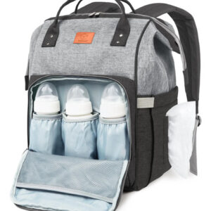 Mochila De Pañales Unisex Gris Para Bebé Con Múltiples Bolsi Gris Diseño De La Tela