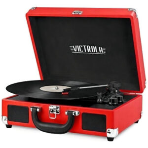 Tornamesa Bluetooth Victrola 3 Velocidades Parlantes Integrados Rojo