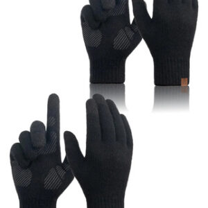 Guantes De Lana Merino Táctiles Invierno Unisex Extra Grande Negro+negro Talla Diseño De La Tela