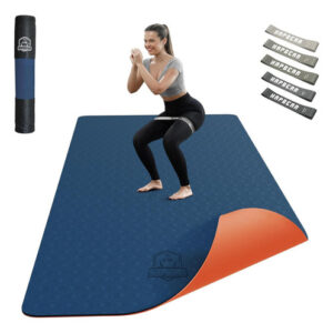 Esterilla De Yoga Hapbear Grande 183x91cm Antideslizante Azul Marino/naranja