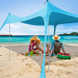 Toldo De Playa Portátil Upf 50 Instalación Fácil 4 Postes 30