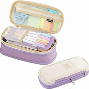 Estuche Escolar Gran Capacidad Morado Organizador 21x10 Cm Color Nombre Del Diseño