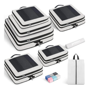 Cubitos De Embalaje Compresibles Organizadores De Viaje 8 Pi Juego De 8, Crema