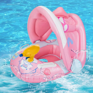 Flotador Inflable Para Niño Tiburón Azul Con Toldo Extraíble Azul