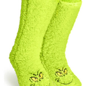 Calcetines Grinch Antideslizantes Cómodos Para Invierno 4693 Verde Diseño De La Tela Talla