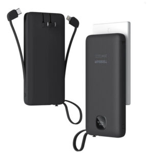 Power Bank 10000mah 20w Cargador Portátil Negro Con Cable In Negro