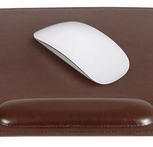 Alfombrilla De Piel Cuero Café Cuadrada 21x21 Cm Reposamuñec Café Oscuro Diseño Impreso