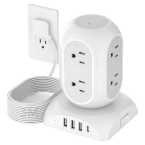 Torre Multicontacto Tessan Usb-c 8 Salidas 4 Puertos 3m Gris Protección 1050j