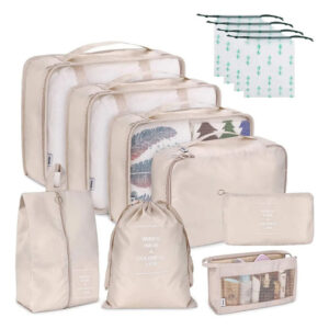 Organizador De Viaje 12 En 1 Impermeable Beige Para Maletas Beige