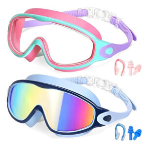 Gafas De Natación Niños 6 En 1 Antivaho Protección Uv Ajusta Rosa Y Azul