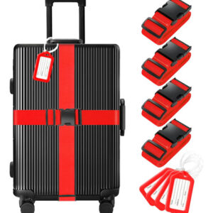 Paquete De 8 Correas De Silicona Para Equipaje Rojo 183 X 5 Rojo (01 Red)