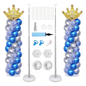 Kit Decoración De Torre De Globos Azul Soporte Completo 160