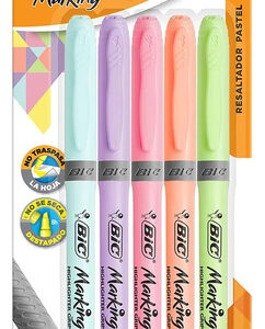 Marcatextos Con Grip Punta Cincel Surtido De Colores 5 Pieza Azul, Lila, Rosa, Coral, Verde