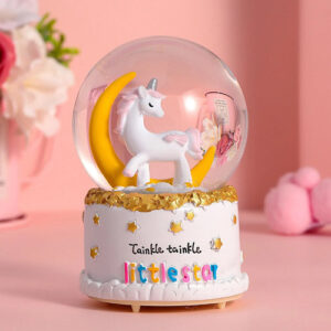 Globo De Nieve Unicornio Luna 80 Mm Luces Coloridas 8 89 Cm Unicornio-luna