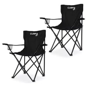Set De 2 Sillas Plegables Ligeras Para Camping Y Playa Negro Negro