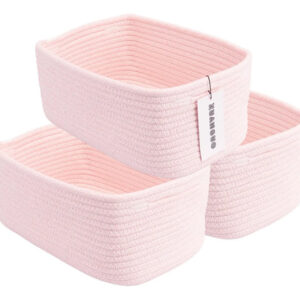 Cestas Organizadoras Pequeñas Rosadas De Algodón 3 Piezas Rosado