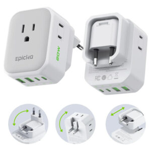 Adaptador De Enchufe De Viaje 8 En 1 Con 4 Puertos Usb