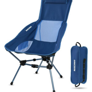 Silla De Camping Plegable Azul Ultraligera Con Respaldo Alto Azul