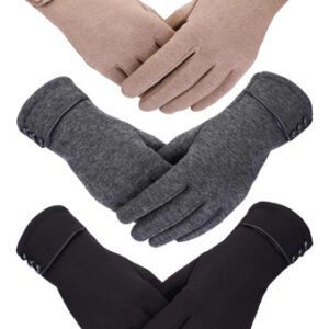 Guantes De Invierno Para Mujer 3 Pares Táctiles A Prueba De Negro/gris/caqui Talla Diseño De La Tela