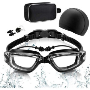 Kit Natación 5 En 1 Gafas Gorro Auriculares Bolsa Clips Nari Transparente