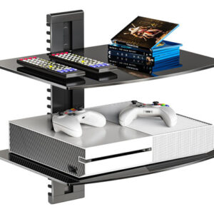 Repisa Flotante Negra Vidrio Templado Wali Gestión Cables Grande Negro