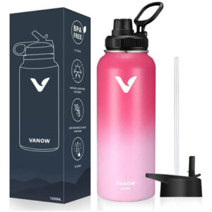 Termo De Acero Inoxidable 1.2l Rosa Doble Pared Antigoteo Rosa