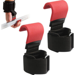 Gancho Con Muñequera Para Gym Straps Levantamiento De Pesas Rojo