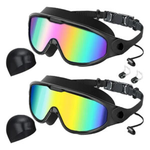 Gafas De Natación Gran Angular Antivaho 2 Piezas Con Accesor Rosa/dorado