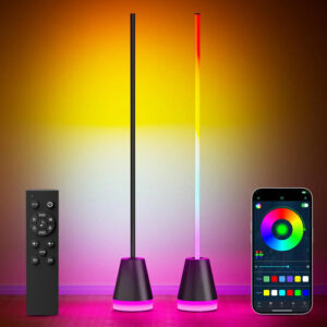 Lámpara De Pie Led Rgb Inteligente Con Control Remoto Y Músi Negro Color De La Estructura