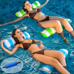 Hamaca Inflable 4 En 1 Para Piscina Pack De 2 Verde Azul 2 Válvulas(verde Y Azul)