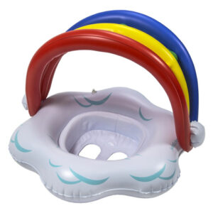 Flotador De Piscina Para Bebés Arcoíris Con Canopy 6-18 Mese Rainbow Pvc Baby Boat W/canopy