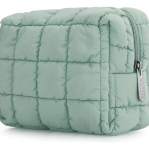 Bolsa De Maquillaje Acolchada Verde Pequeña Para Viaje Y Ase Color