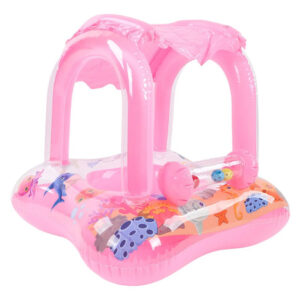 Flotador De Piscina Bebé Inflable Con Toldo Rosa Seguro 27cm Pink